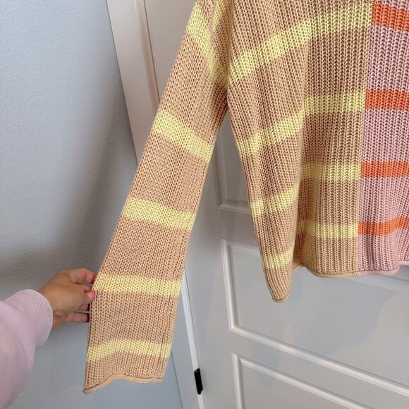 American Eagle Boho Stripe V-Neck Stripe Sweater - Picture 3 of 5